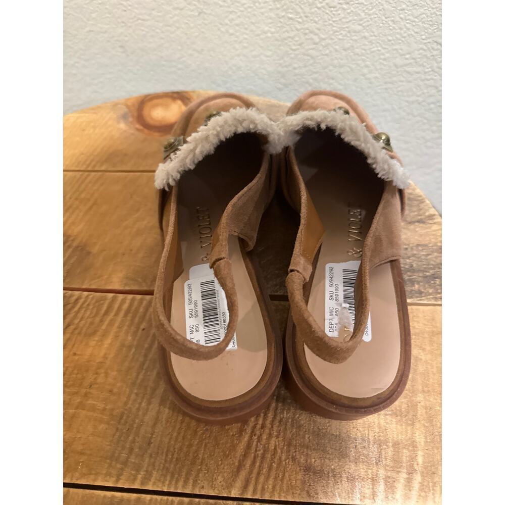 Chelsea & Violet Lundin Suede Faux Fur Slingback Mules size 9.5 - Picture 4 of 7